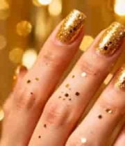  金色闪光美甲特写素材2667#横屏 	 