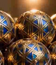  金色蓝色花纹圆球素材2565#横屏 	 