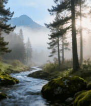 森林溪流阳光风景素材754#横屏 