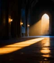  教堂走廊阳光穿透光影素材2462#横屏 	 