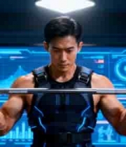  健身房男子举杠铃健身671#横屏 	 