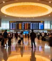  机场候机大厅旅客活动场景1218#横屏 	 