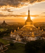 日落时分的佛塔航拍素材5009#横屏 