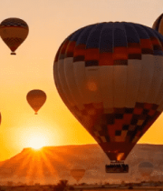 日出时热气球空中飞行场景4850#横屏 