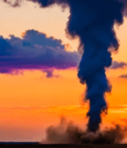 日落时分地面烟雾升腾景象341#横屏 