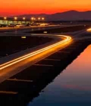  机场日落时分全景2643#横屏 	 