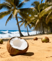 热带海滩上的椰子与棕榈树2027#横屏 