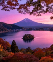 日本富士山秋景湖光山色2233#横屏 