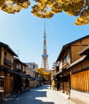 日本东京街道与东京塔景观1137#横屏 