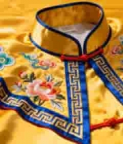  黄色刺绣中式服装特写175#横屏 	 