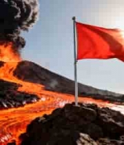  活火山喷发红旗屹立场景2924#横屏 	 - 