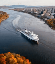 秋季河流城市风光航拍素材687#横屏 