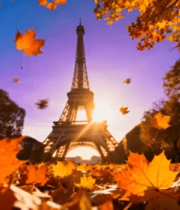 秋日埃菲尔铁塔风景4380#横屏 