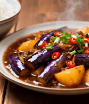 茄子土豆家常菜搭配米饭2095#横屏 