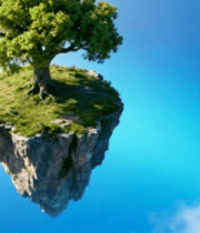 漂浮岛屿上的绿树2664#横屏 