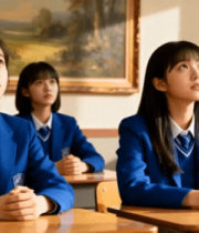 女学生教室端坐听讲素材1079#横屏 