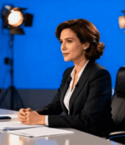 女主持人演播室播报新闻画面5267#横屏 