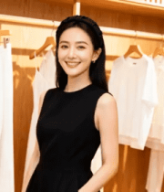 女子在服装店微笑站立3801#横屏 