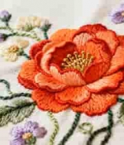  花卉刺绣图案特写2798#横屏 	 