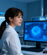 女性科学家实验室操作电脑975#横屏 