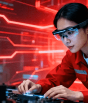 女性工程师使用眼镜工作5038#横屏 