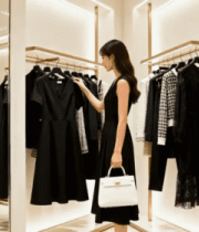 女性在服装店挑选服装3983#横屏 