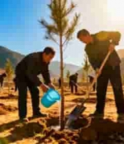  户外众人植树场景733#横屏 	 