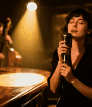 女人酒吧手持麦克风演唱1342#横屏 