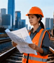 女工程师工地查看图纸场景2654#横屏 