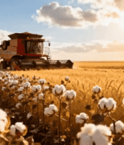农田棉花收割机作业场景4178#横屏 