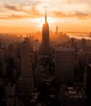 纽约曼哈顿日落城市景观1653#横屏 