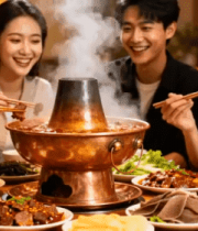 年轻人聚餐吃火锅场景862#横屏 