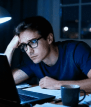 男子夜间在家使用笔记本电脑2915#横屏 