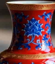  红蓝花纹瓷器特写135#横屏 	 