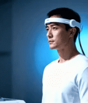 男子佩戴头戴式设备进行测试3979#横屏 