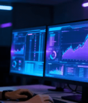 男子办公使用电脑查看数据139#横屏 