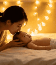 母亲与婴儿温馨互动场景1786#横屏 