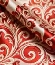  红白花纹丝绸面料特写1876#横屏 	 