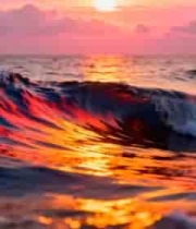  海洋日落海浪景观488#横屏 	 -