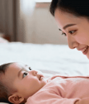 母亲与婴儿互动温馨场景752#横屏 