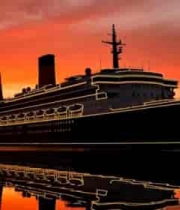  海上游轮日落全景2227#横屏 	 