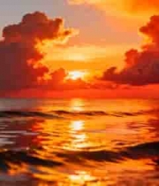  海上夕阳美景3037#横屏 	 