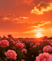 玫瑰园日落美景510#横屏 