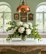 绿色系复古风格厨房内景4235#横屏 