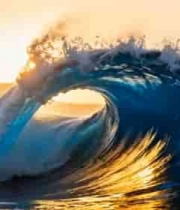  海洋大浪夕阳全景2143#横屏 	 