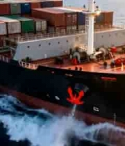  海上集装箱货轮航行素材597#横屏 	 