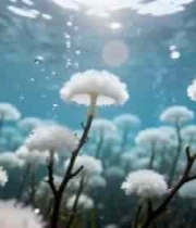  海底白色海蘑菇特写画面2208#横屏 	 