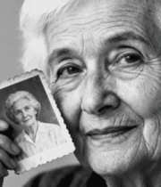 老年女性手持旧照片769#横屏 