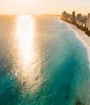  海滨城市海岸线航拍全景341#横屏 	 