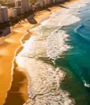  海滨城市沙滩大海航拍1191#横屏 	 